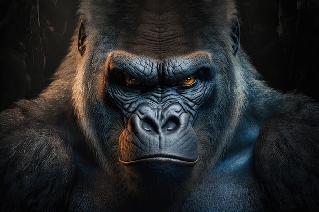 Porträt eines schwarzen Gorillas Generative KI