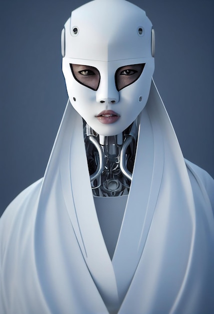 Porträt eines Scifi-Cyberpunk-Mädchens Hightech-futuristische Frau aus der Zukunft