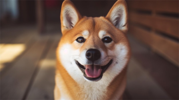 Foto porträt eines shiba-inu-hunds auf dem feld bei sonnenuntergang