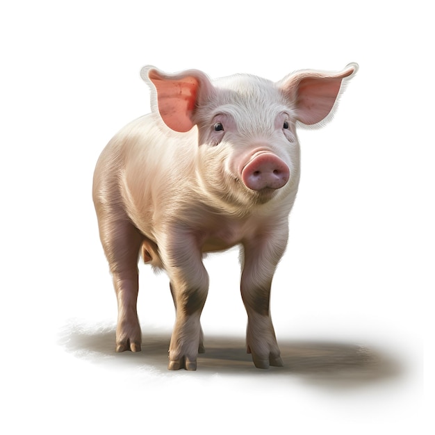 Porträt eines süßen, fröhlichen Schweins isoliert auf weißem Hintergrund