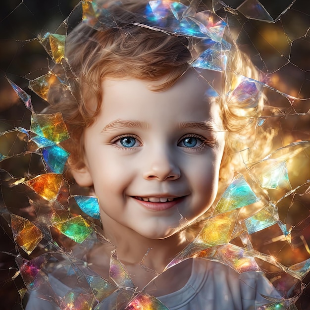Porträt eines süßen kleinen Mädchens mit blauen Augenkleines Mädchen auf blauem Hintergrund