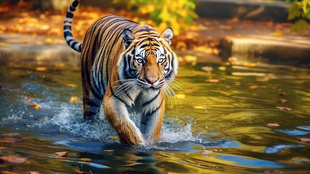 Porträt eines Tigers im Flussdschungel Tierwelt aus der Natur Generative ai Illustration