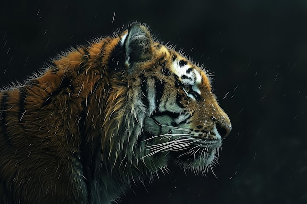 Porträt eines Tigers mit dunklem Hintergrund Konzept für Naturschutz und Wildtiere