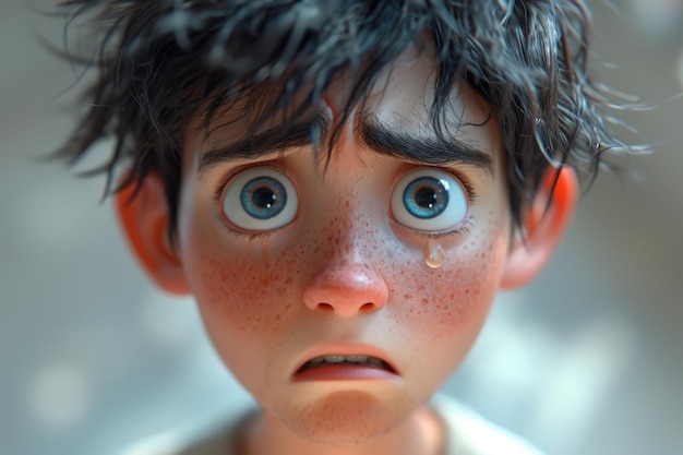 Porträt eines traurigen Mannes Das Gesicht eines traurierten, verwirrten Mannes 3D-Illustration