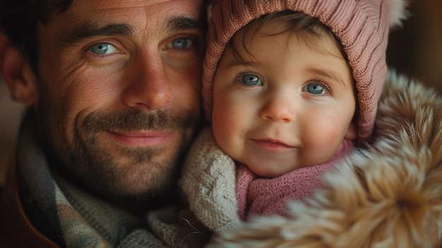 Porträt eines Vaters, der seine junge Tochter hält