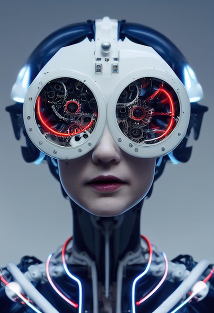Porträt eines weiblichen Steampunk-Roboters