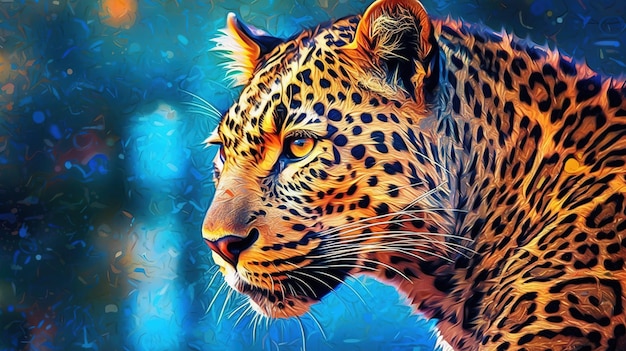 Porträt eines wilden Leoparden Fantasy-Konzept Illustrationsmalerei