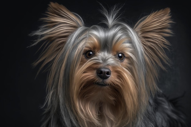 Porträt eines Yorkshire-Terriers in einem weißen Studio