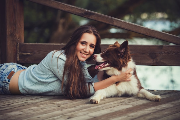 Porträt Frau und Hund