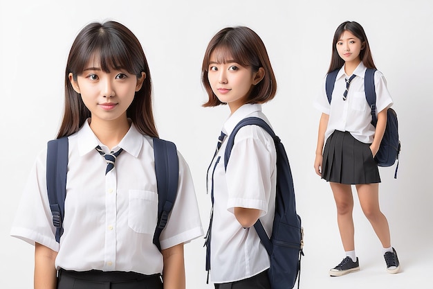 Porträt japanischer Studenten mit weißem Hintergrund