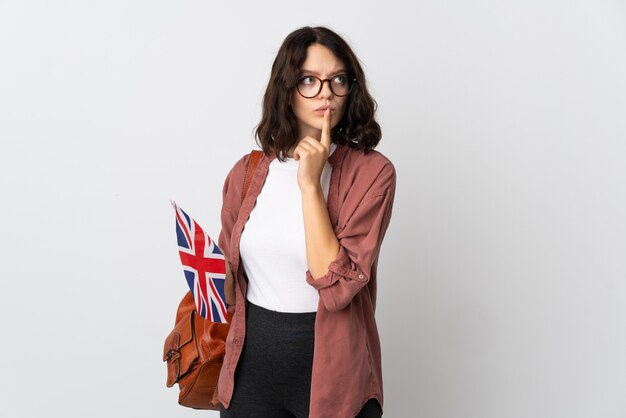 Porträt junge Frau mit England Flagge