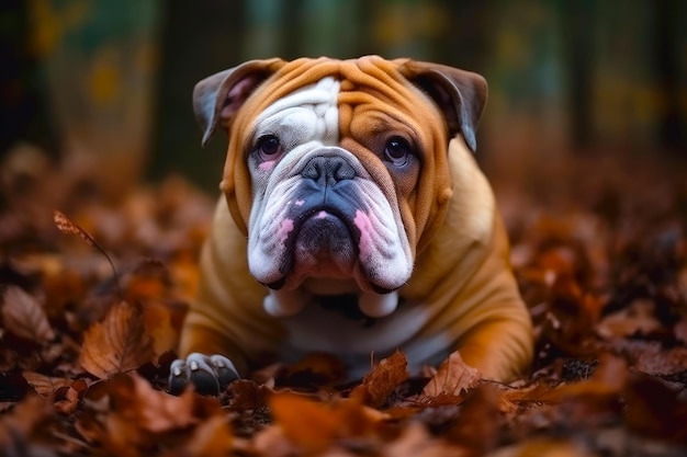 Porträt von Bulldogge Außenwerbung für Veterinärmedizin Hund Handler Hund Spaziergang generative KI