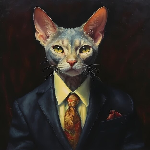 Porträt von Cat in einem Geschäftsanzug