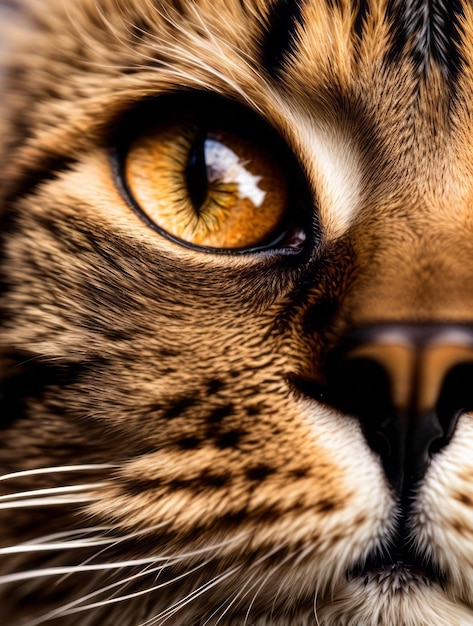 Porträt von einer braunen Katze in Nahaufnahme auf weißem Hintergrund