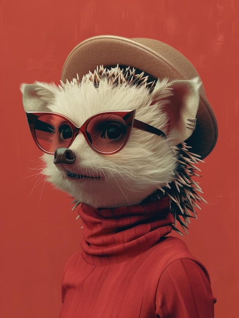 Porträt von Hedgehog mit Sonnenbrille und Kleidung Cosplay Mensch