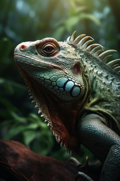 Porträt von Iguana Dramatische und filmische Lichtfotografie Generative KI