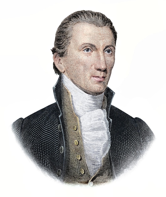 Foto porträt von james monroe auf weißem hintergrund