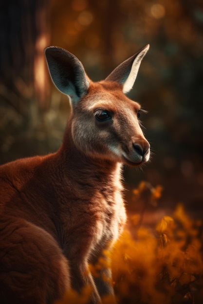 Foto porträt von känguru dramatische und filmische beleuchtung fotografie generative ki