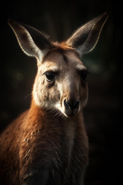 Foto porträt von känguru dramatische und filmische beleuchtung fotografie generative ki