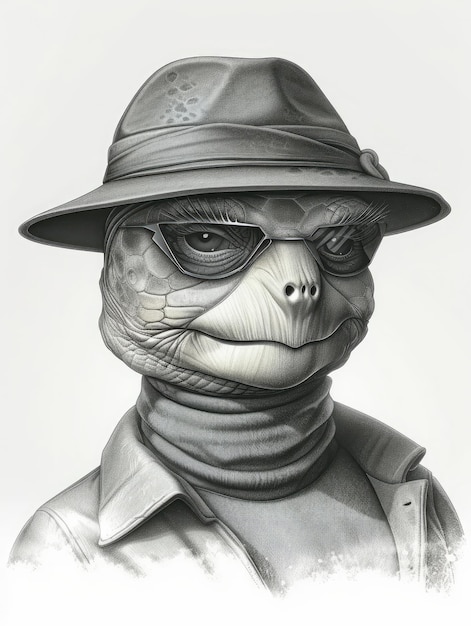 Porträt von Schildkröte mit Sonnenbrille und Kleidung Cosplay Mensch