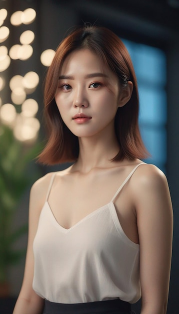Porträt von schönen koreanischen Frauen mit Studio-Hintergrund, generiert von KI