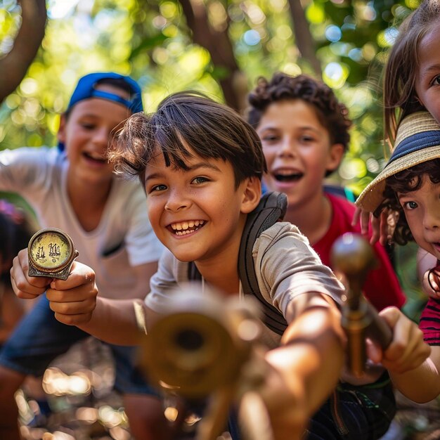 Foto porträt von versteckten edelsteinen aufregung für kinder