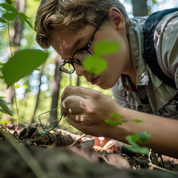 Foto porträt von wildtier-abenteurern kinder-safari-erforschung