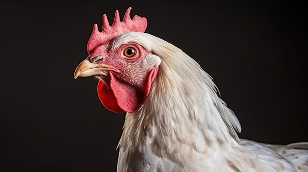 Porträt weißes Huhn isolierter Hintergrund AI-generiertes Bild