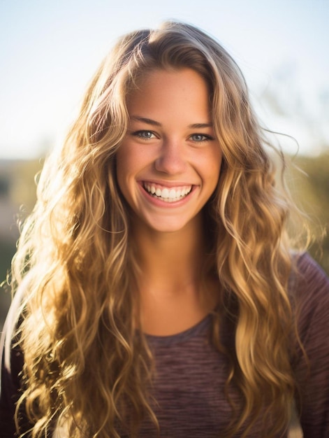 Porträtfoto einer australischen Teenagerin mit welligem Haar