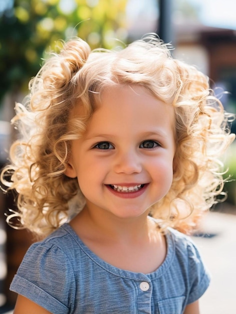 Porträtfoto einer neuseeländischen Kleinkinderin mit welligem Haar