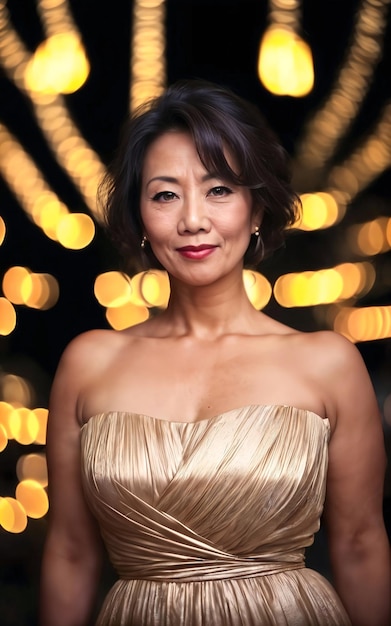 Porträtfoto einer schönen erwachsenen asiatischen Frau mittleren Alters mit generativer KI