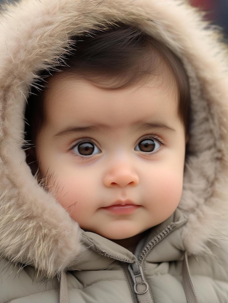 Porträtfoto eines belgischen Säuglings mit geraden männlichen Haaren