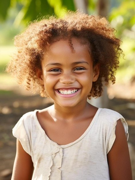 Porträtfoto eines fidschianischen Kindes mit glattem Haar