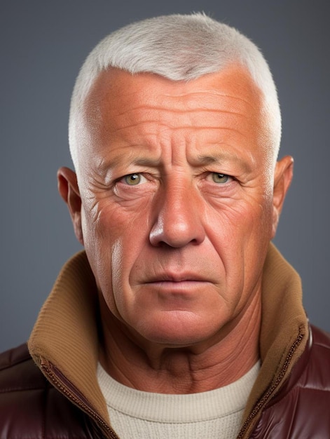 Porträtfoto eines russischen älteren erwachsenen Mannes mit glattem Haar