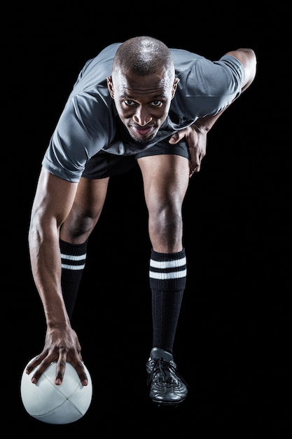 Portrait des Rugbyspielerlächelns