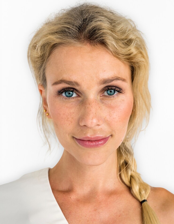 Foto portrait einer glücklichen kaukasischen frau