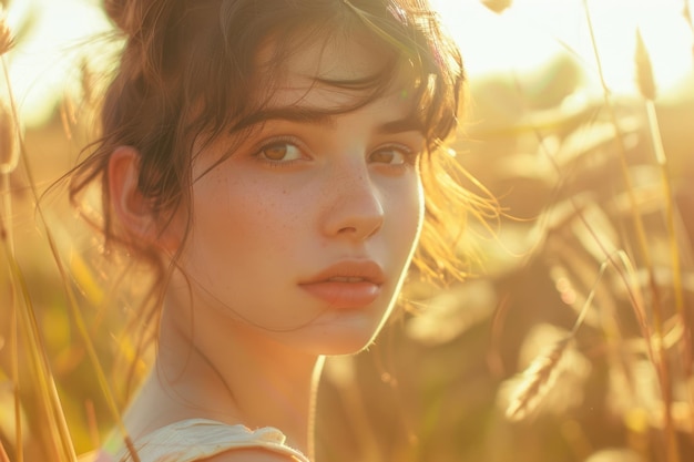 Portrait einer jungen Frau im Freien Weiche sonnige Farben