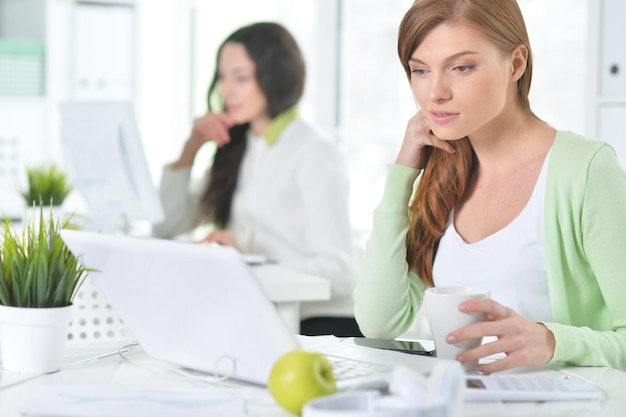 Portrait einer netten Geschäftsfrau mit einem Laptop