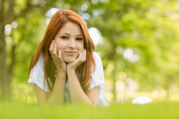 Portrait eines hübschen Redheadinhaltes