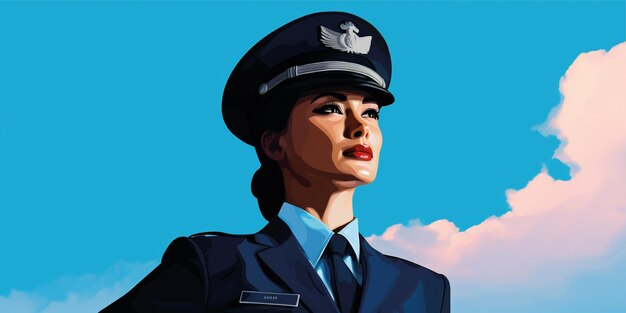 Portrait-Frau-Pilot-Illustration