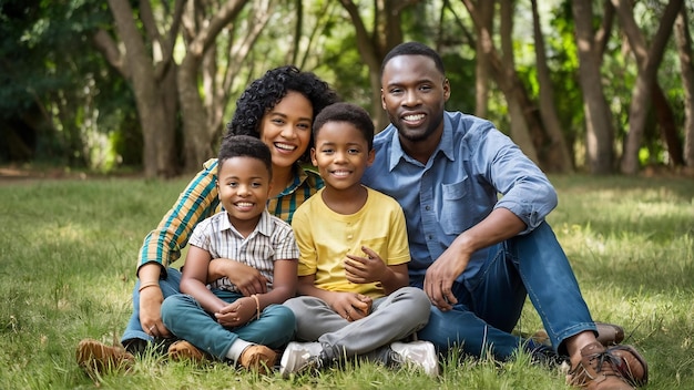 Portrait in voller Länge einer glücklichen jungen afrikanischen Familie