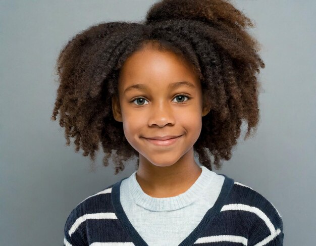 Portrait von einem schönen afroamerikanischen Mädchen, das in die Kamera schaut