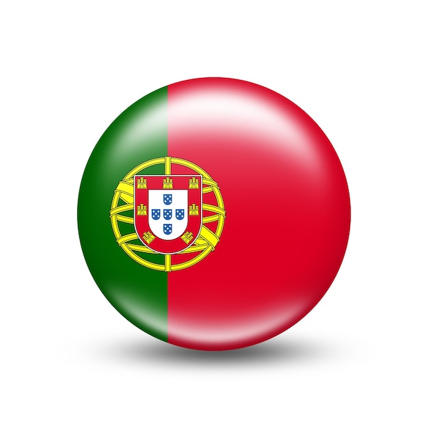 Portugal-Landesflagge in der Kugel mit weißem Schatten - Illustration