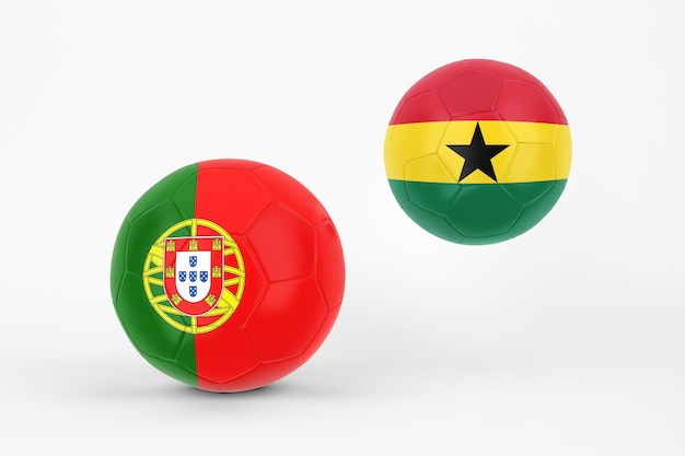 Portugal vs gana em fundo branco