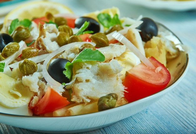 Portugiesischer Kabeljausalat - Bacalhau com Grao Nahaufnahme