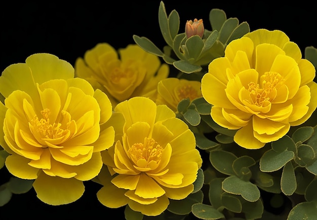 Foto portulaca grandiflora de fundo amarelo escuro