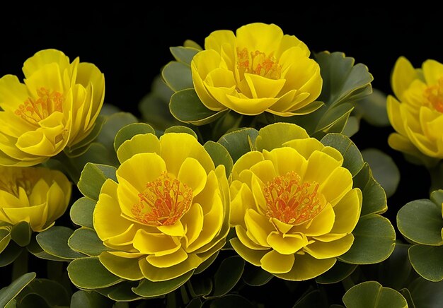 Foto portulaca grandiflora de fundo amarelo escuro