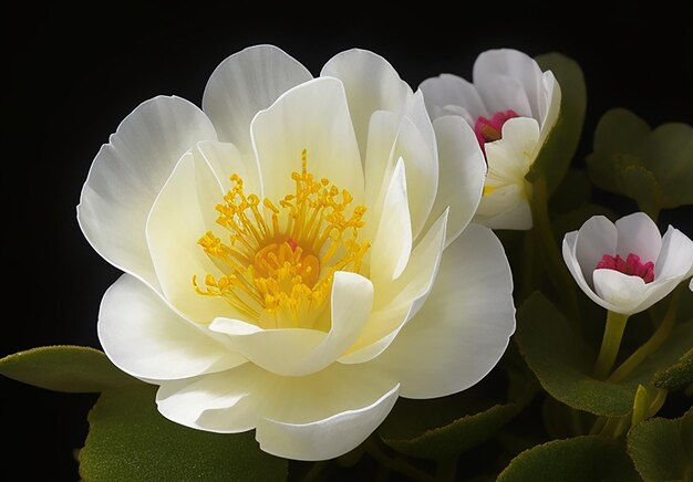 Portulaca grandiflora de fondo amarillo oscuro