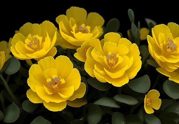 Foto portulaca grandiflora de fondo amarillo oscuro