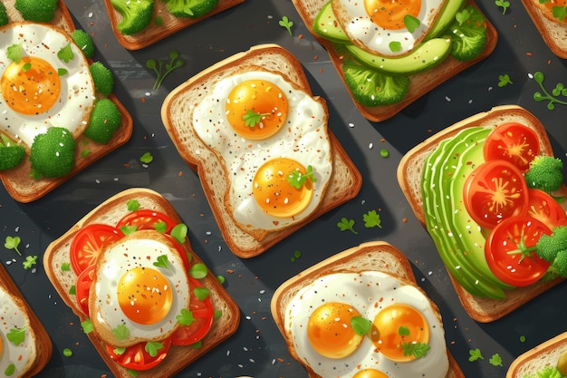 pós-exercício toast colorido lanches flatlay pequeno-almoço alimentação saudável